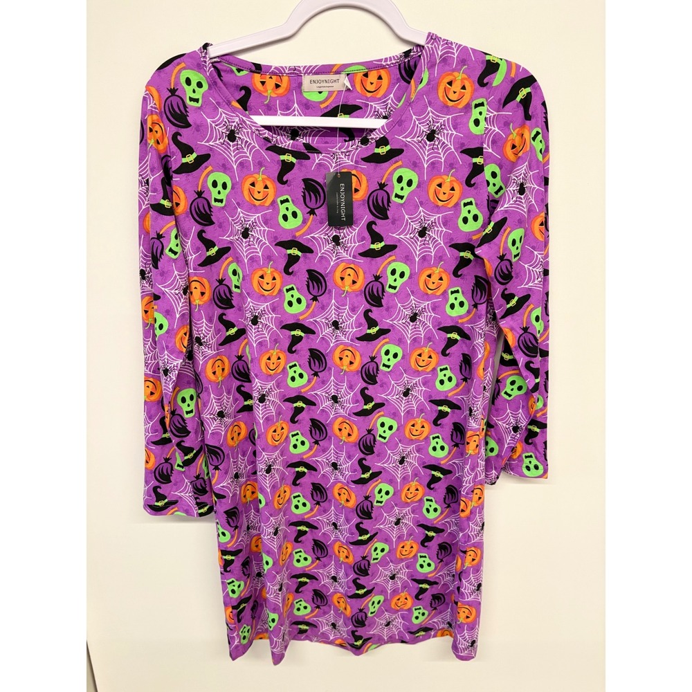 Spooky Festive Dress Nightgown Halloween Print Long Sleeve Women S Pumpkin